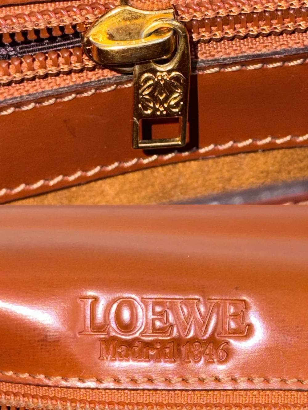 Authentic Loewe Anagram Day Promatico Business Bag Leather Briefcase